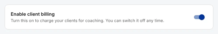 The 'Enable client billing' switch, turned on