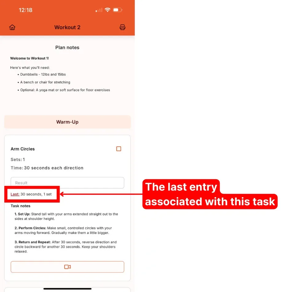 The Last line under a task's results box showing the client's previous result