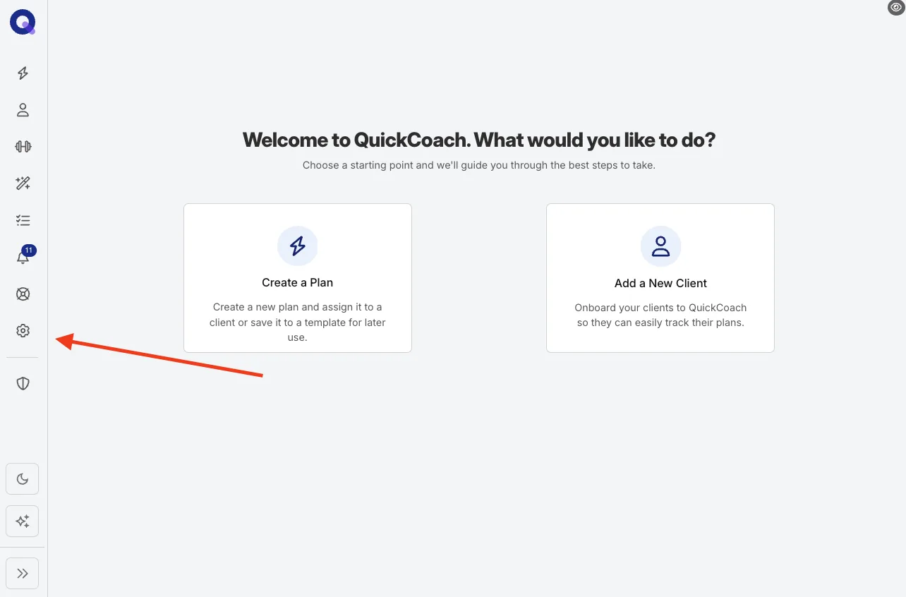 Account Settings open in the coach dashboard