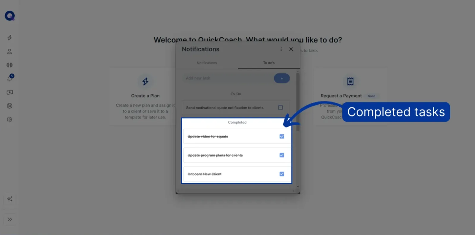 A finished task shown in the Completed section of the to-do list
